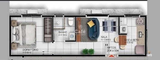 Apartamento à venda com 1 quarto, 36m² - Foto 3