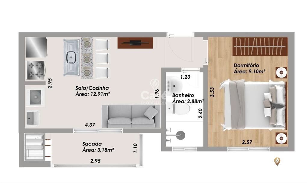 Apartamento à venda com 1 quarto, 34m² - Foto 6