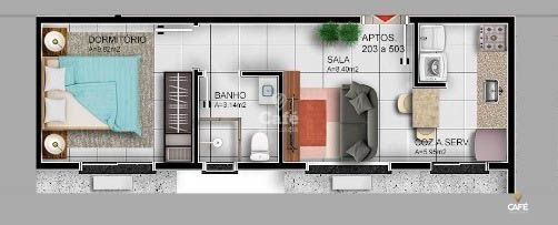 Apartamento à venda com 1 quarto, 34m² - Foto 2