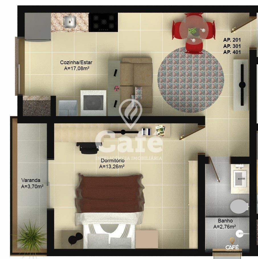 Apartamento à venda com 1 quarto, 44m² - Foto 3