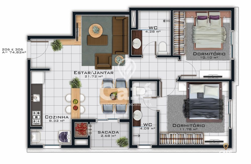 Apartamento, 2 quartos, 74 m² - Foto 13