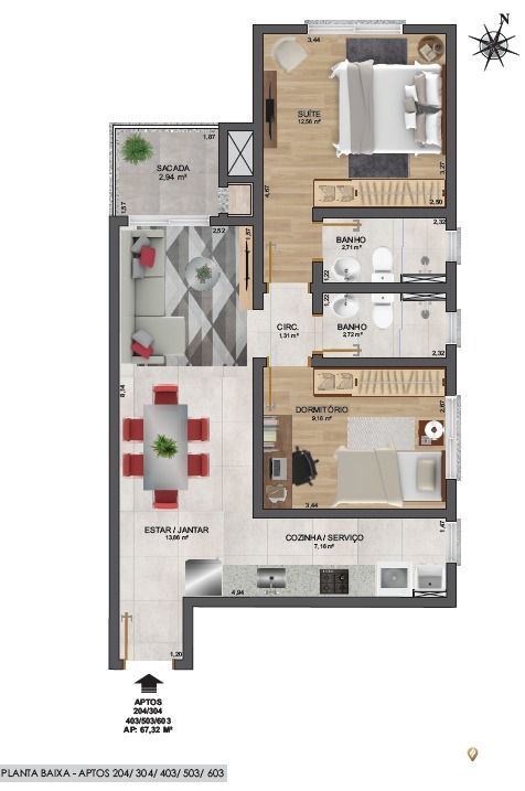 Apartamento à venda com 2 quartos, 57m² - Foto 7