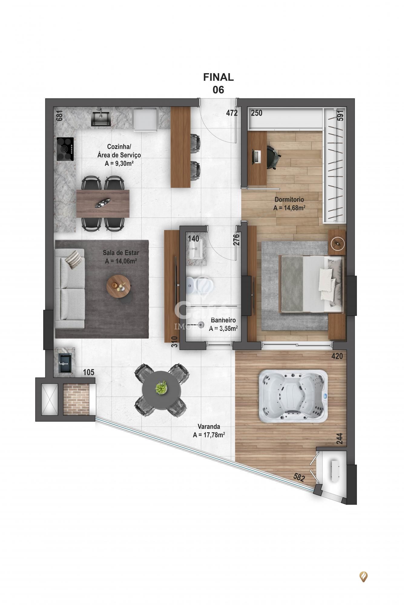 Apartamento à venda com 1 quarto, 68m² - Foto 2