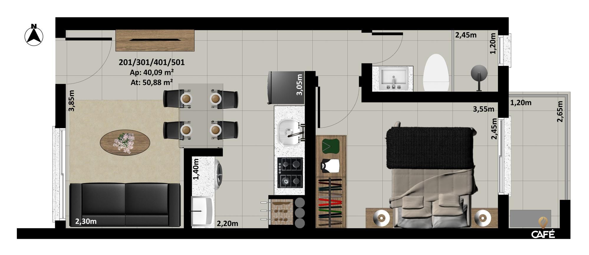 Apartamento à venda com 1 quarto, 40m² - Foto 2