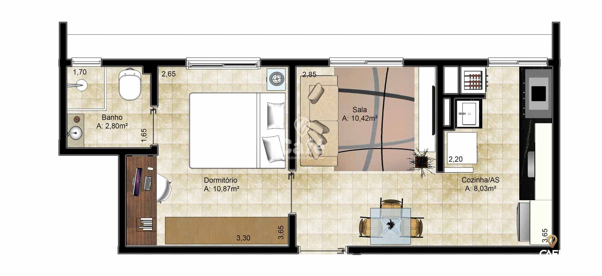 Apartamento à venda com 1 quarto, 37m² - Foto 7