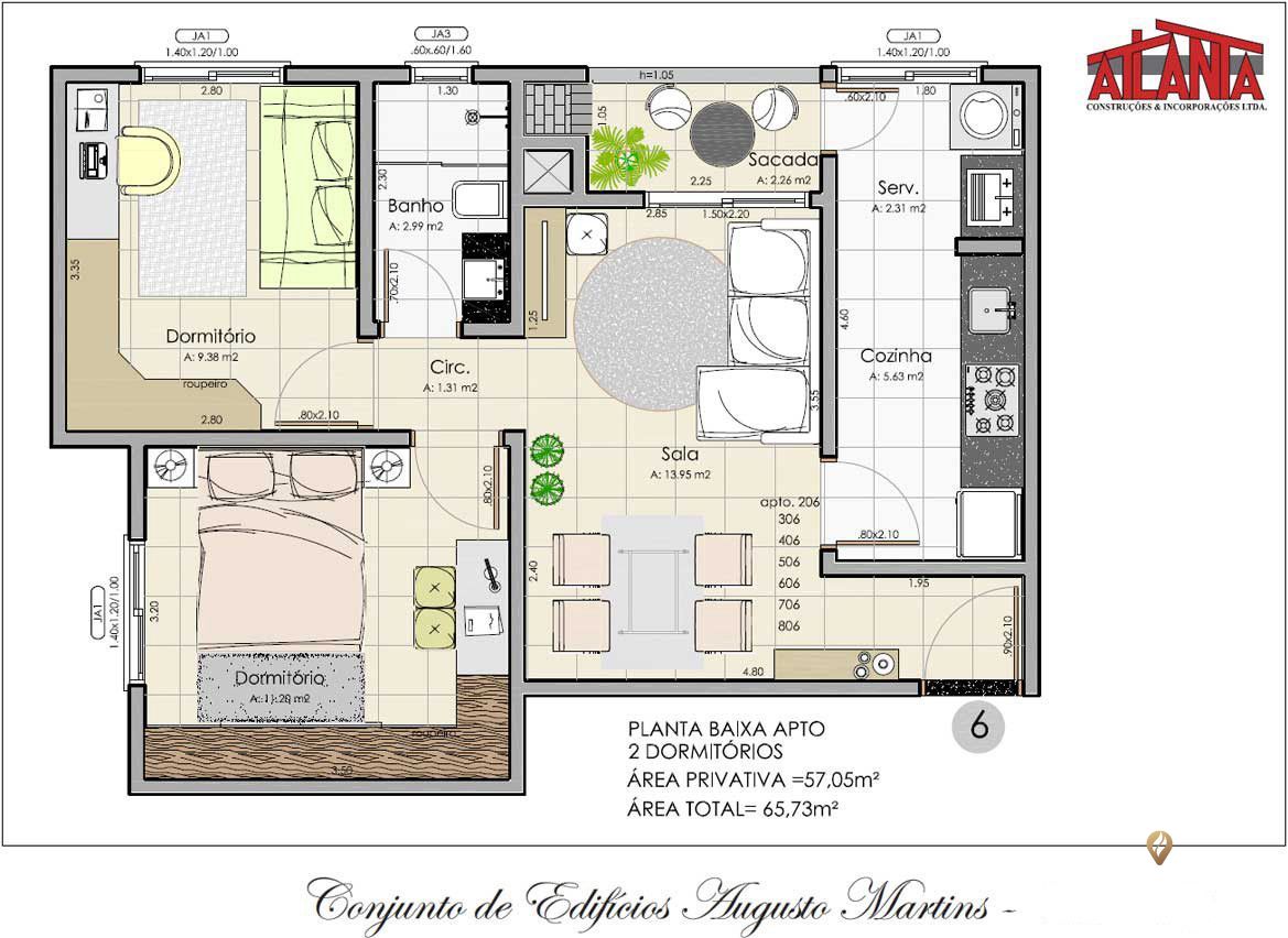 Apartamento à venda com 2 quartos, 57m² - Foto 2