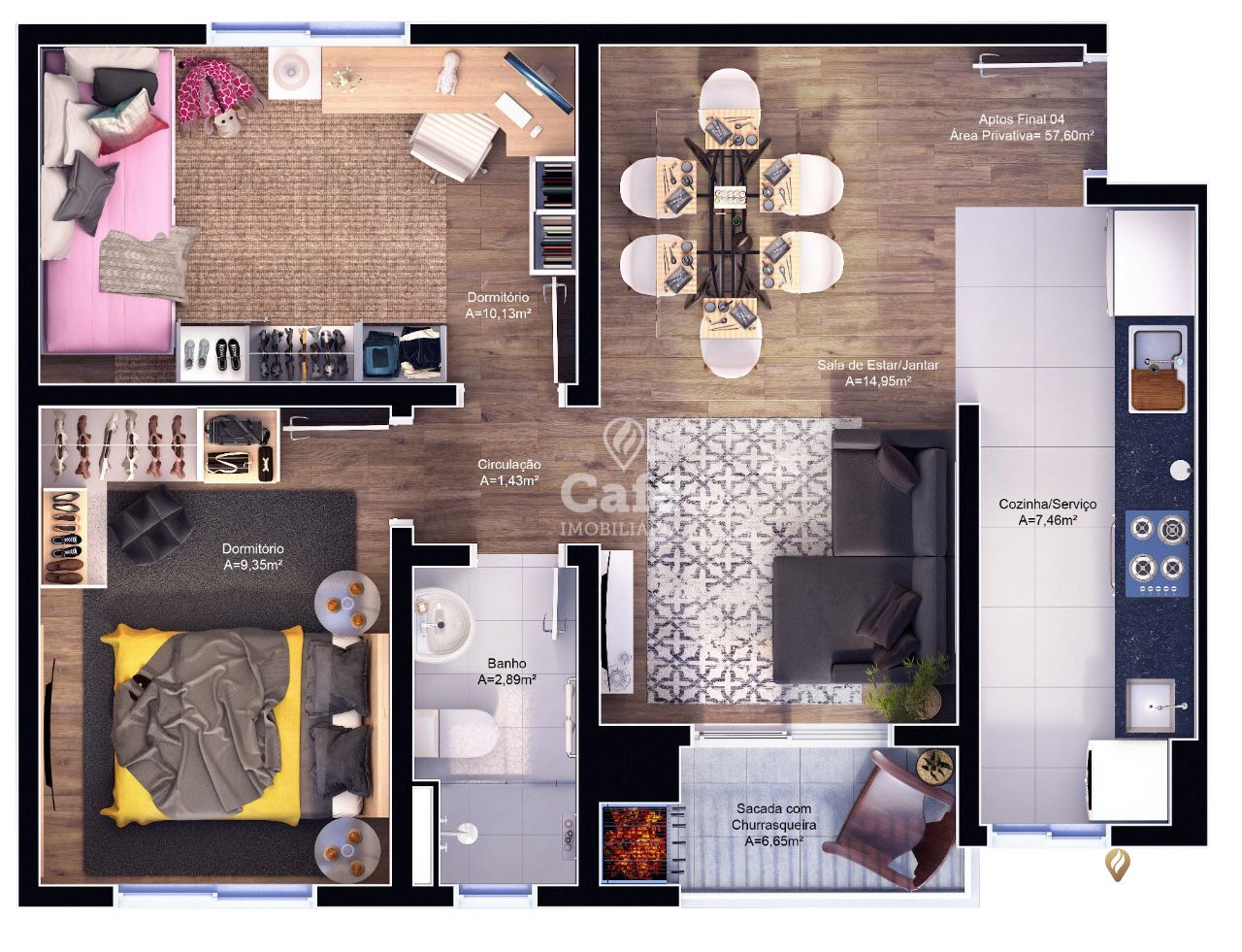 Apartamento, 2 quartos, 56 m² - Foto 8