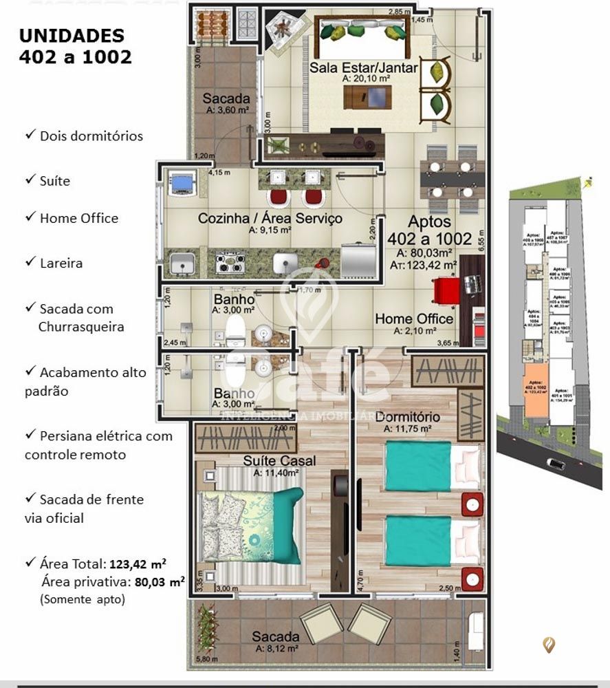 Apartamento à venda com 2 quartos, 80m² - Foto 2