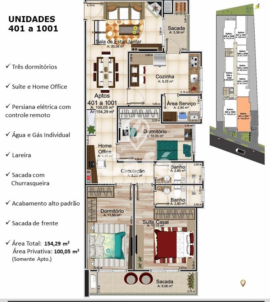 Apartamento à venda com 3 quartos, 100m² - Foto 2