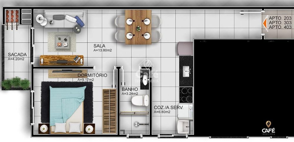 Apartamento à venda com 1 quarto, 45m² - Foto 3