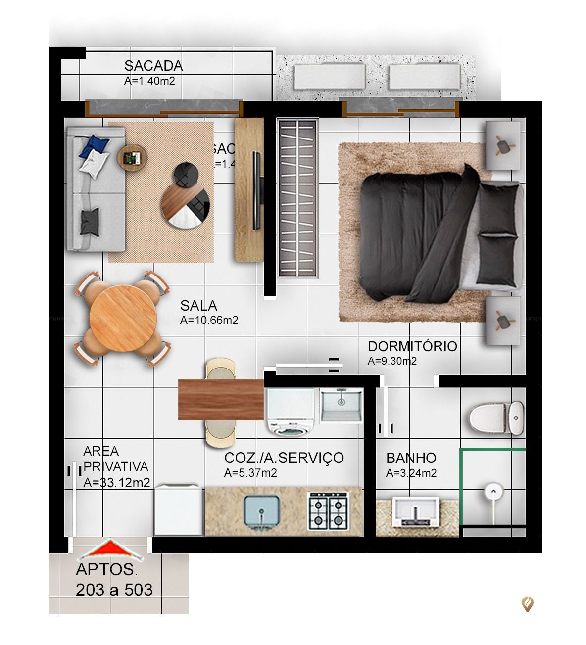 Apartamento, 1 quarto, 33 m² - Foto 5