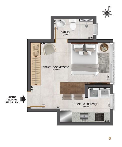 Apartamento à venda com 2 quartos, 57m² - Foto 4