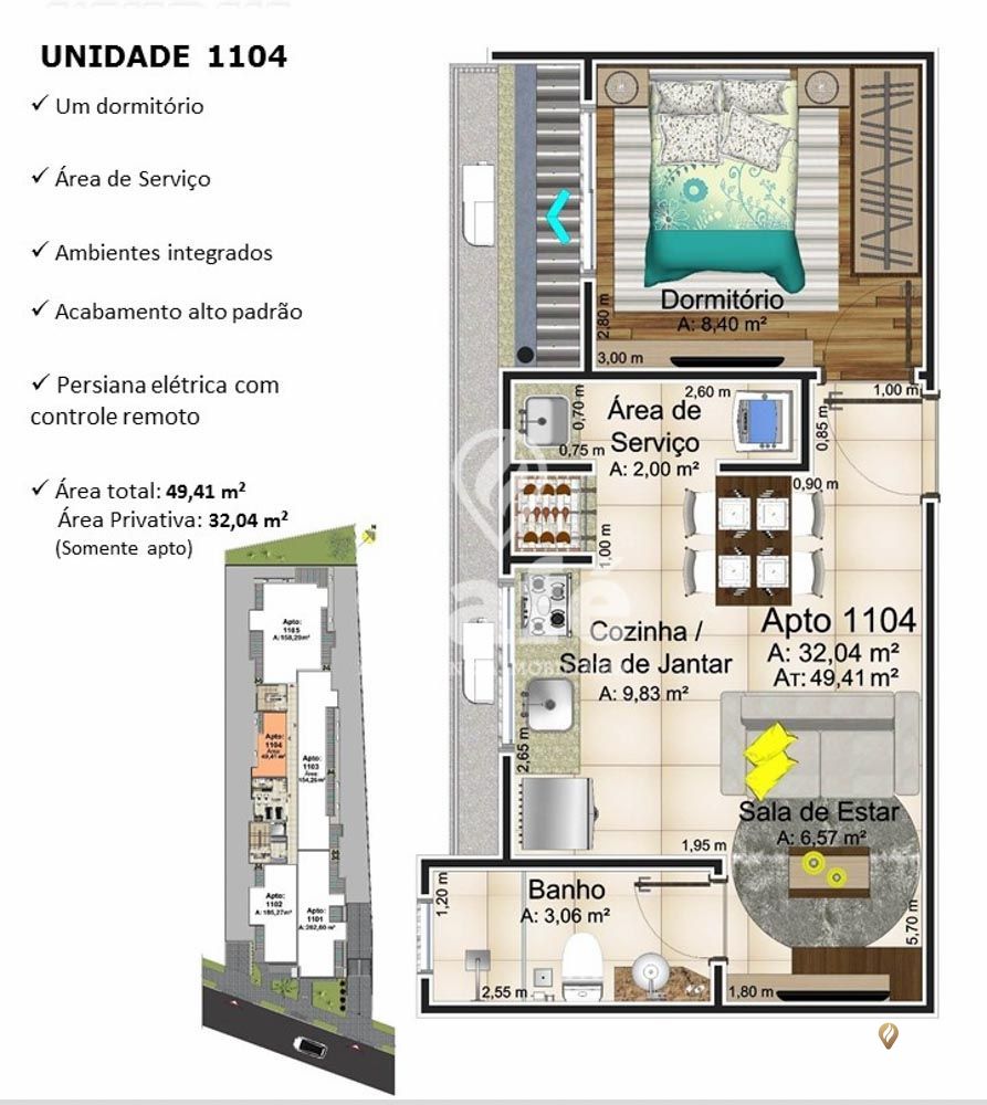 Apartamento à venda com 1 quarto, 32m² - Foto 2