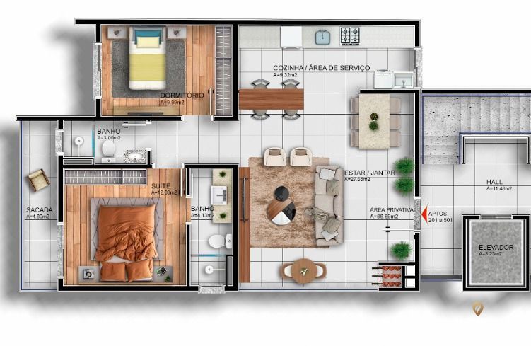 Apartamento à venda com 2 quartos, 86m² - Foto 2