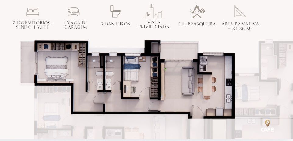 Apartamento à venda com 2 quartos, 84m² - Foto 3