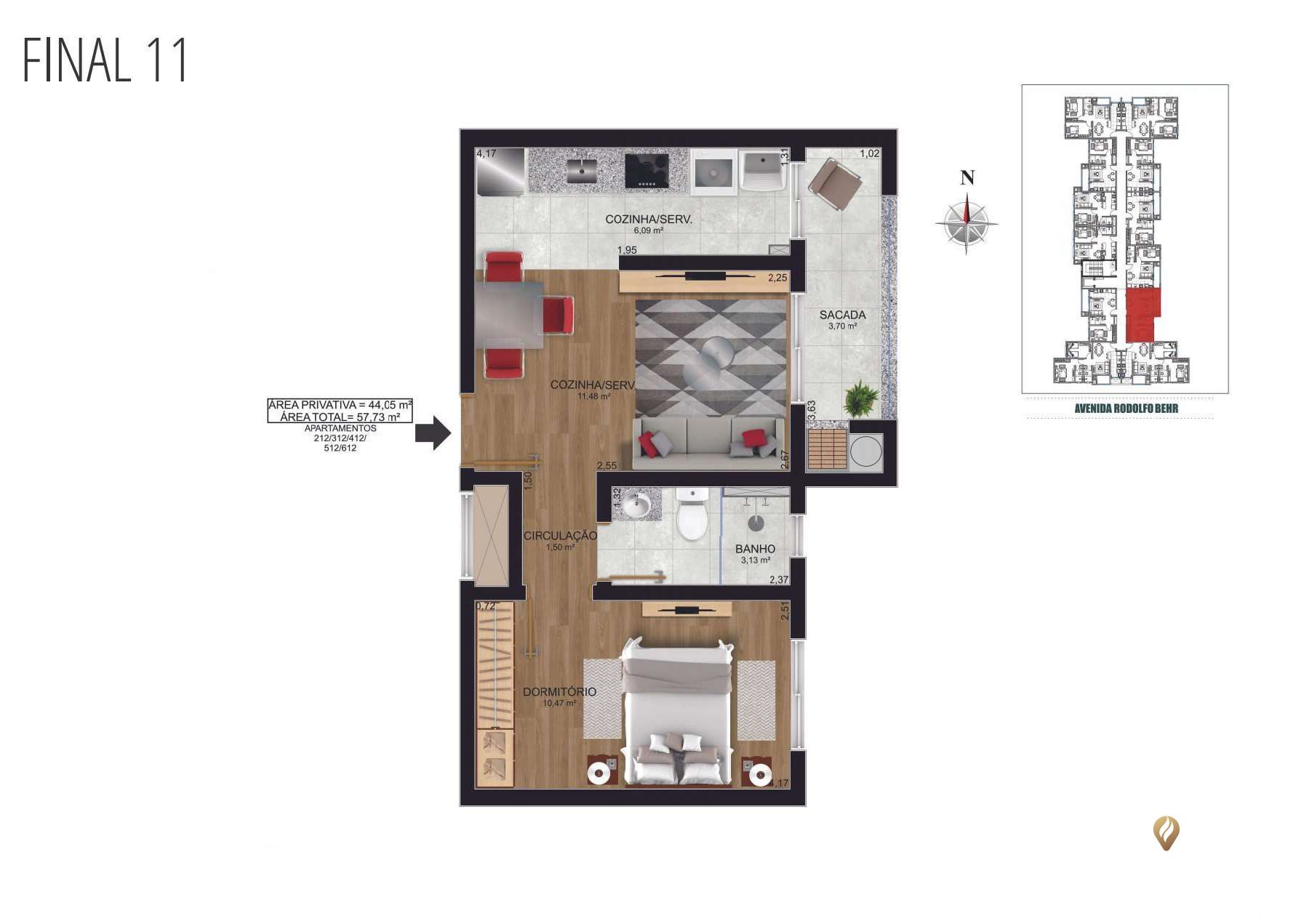 Apartamento à venda com 1 quarto, 44m² - Foto 6