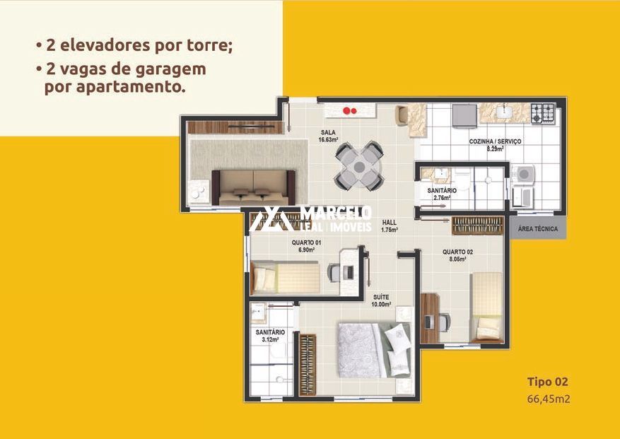Apartamento, 3 quartos, 66 m² - Foto 100