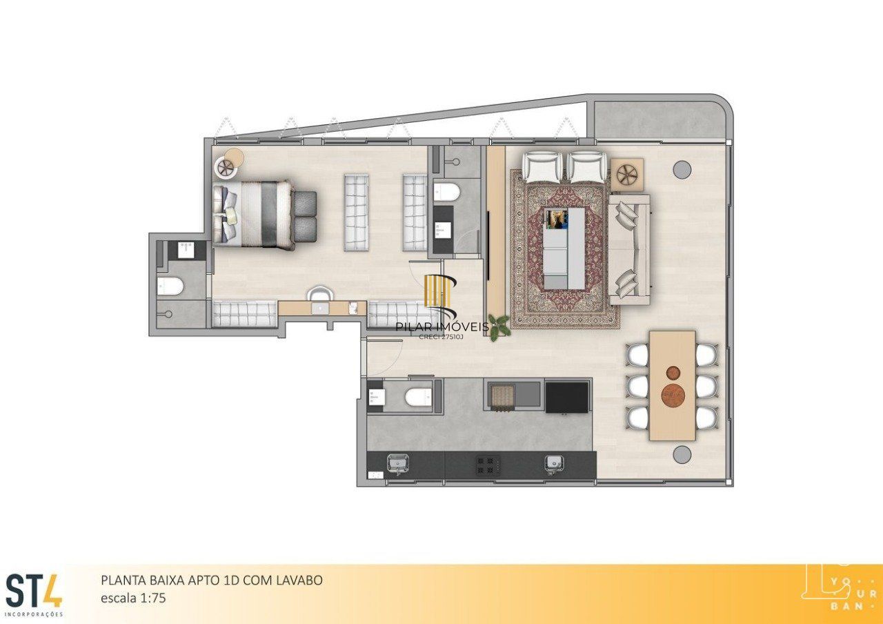 Apartamento para Venda - 110.77m², 3 dormitórios, 2 vagas - Menino Deus