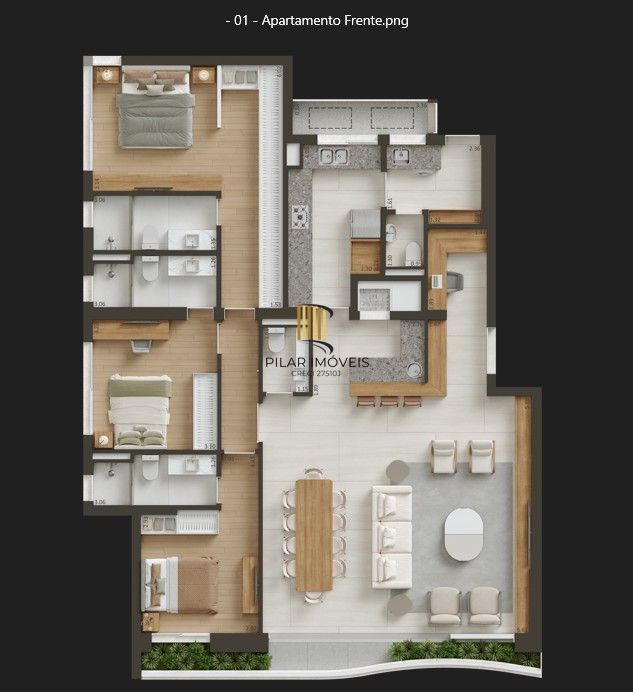 Apartamento 3 dormitórios no bairro Menino Deus