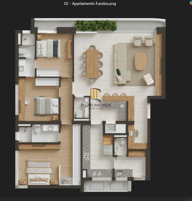 Apartamento 3 dormitórios no bairro Menino Deus