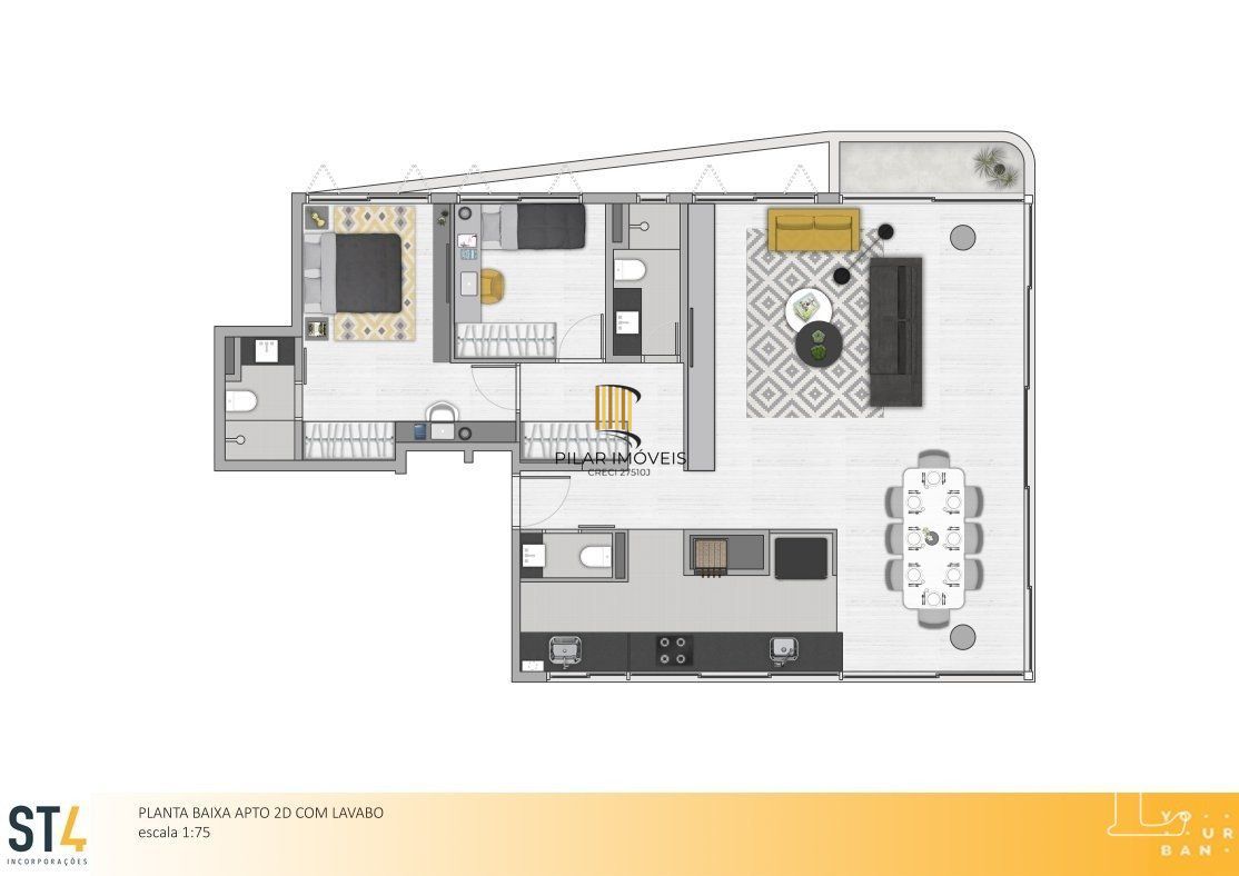 Apartamento para Venda - 110.77m², 3 dormitórios, 2 vagas - Menino Deus