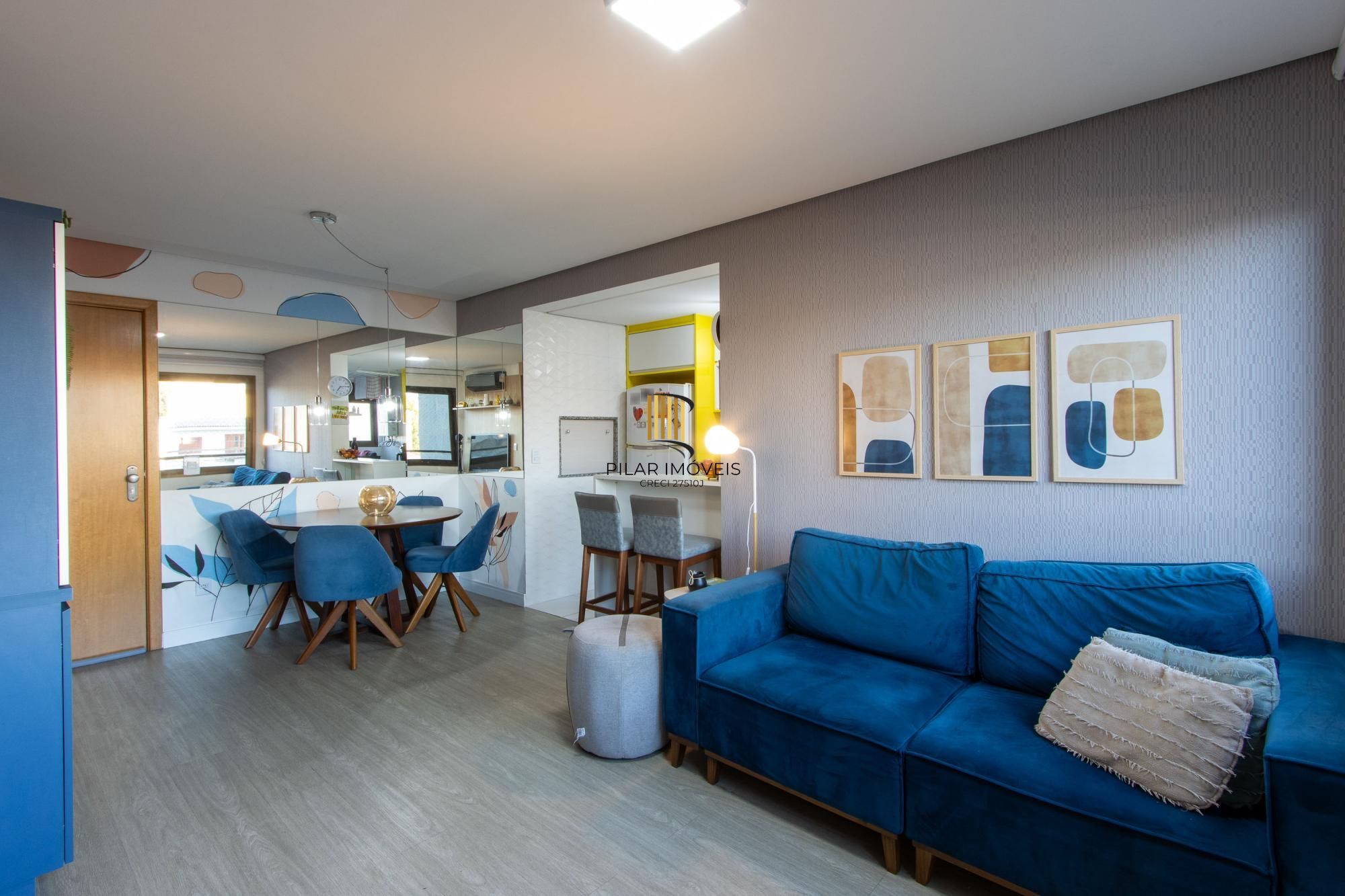 Apartamento de 62m²,  2 dormitórios com suíte, churrasqueira, vaga coberta, infraestrutura completa, na zona sul de Porto Alegre.