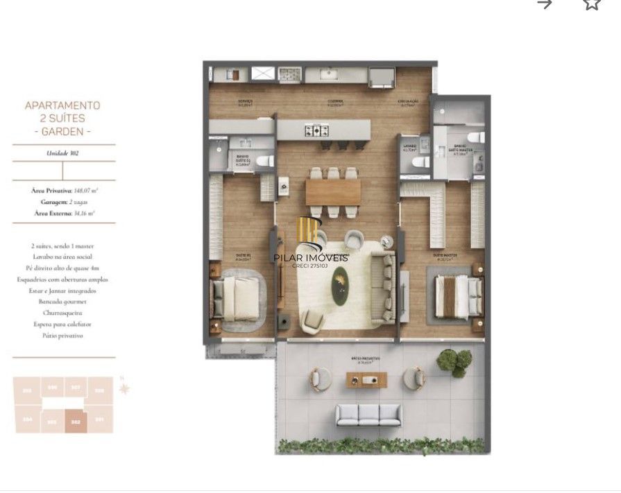 Apartamento Garden no bairro Menino Deus