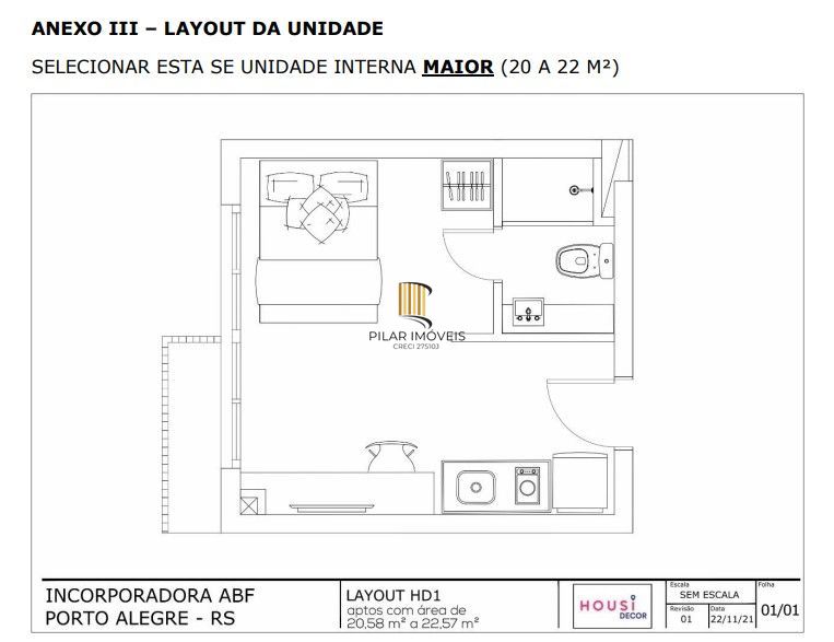 Loft com 24m² , para investir ou morar, entregue 100% mobiliado e gestado pela Housi, com infraestrutura completa.