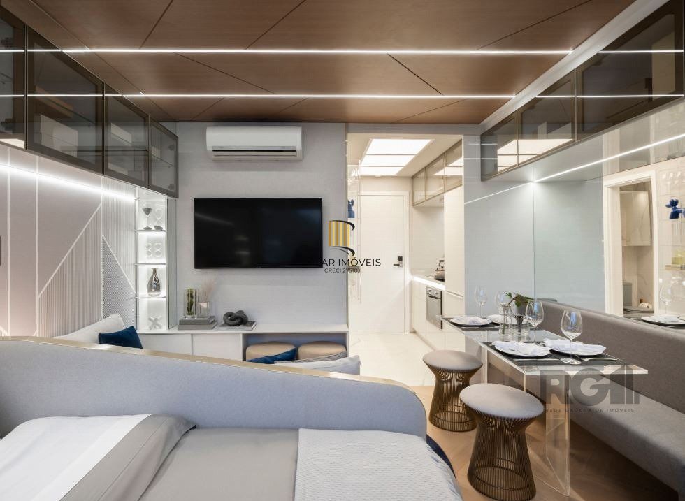 Apartamento 1 dormitório, banheiro social e cozinha americana