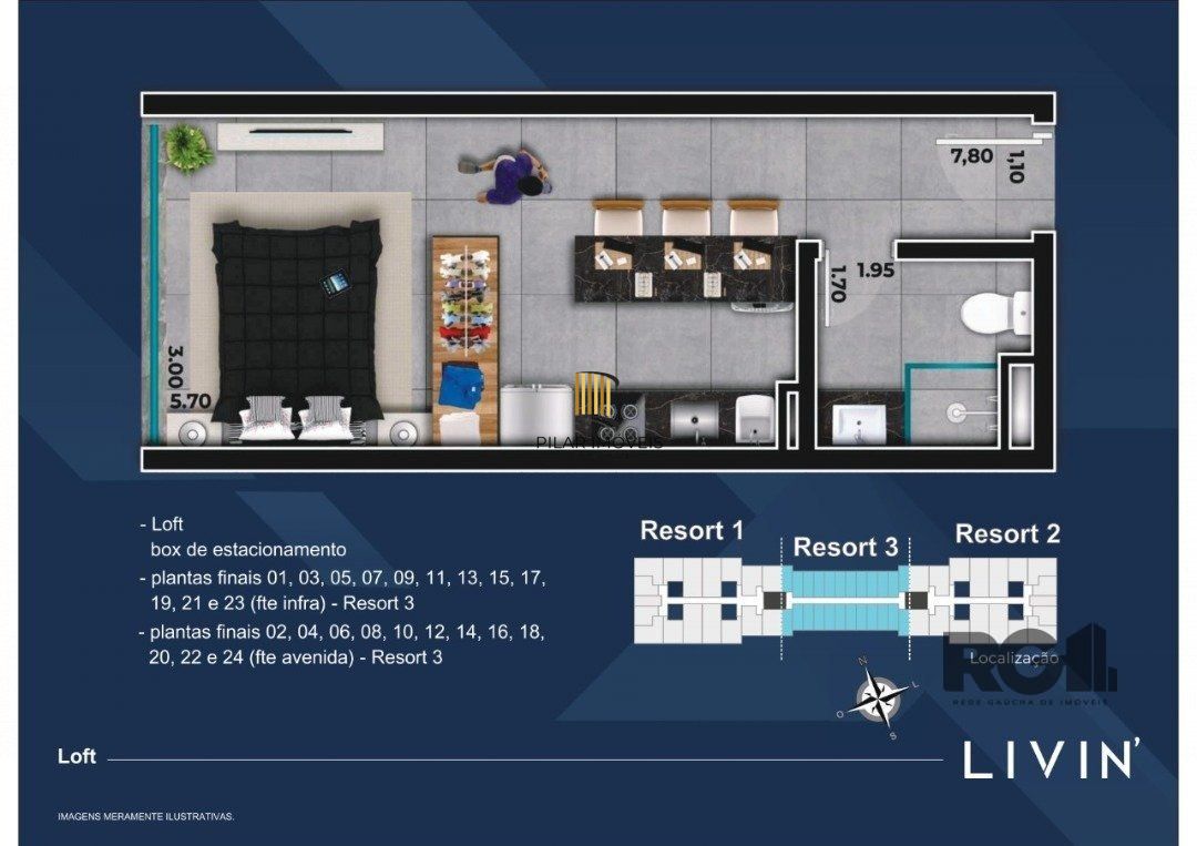 Apartamento 1 dormitório no bairro Atlântida