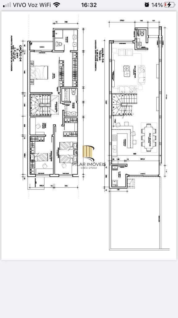 Terreno de 11x35 com projeto aprovado para duas casas de 167m2 com 3 dormitórios, amplo patio na frente e nos fundos.