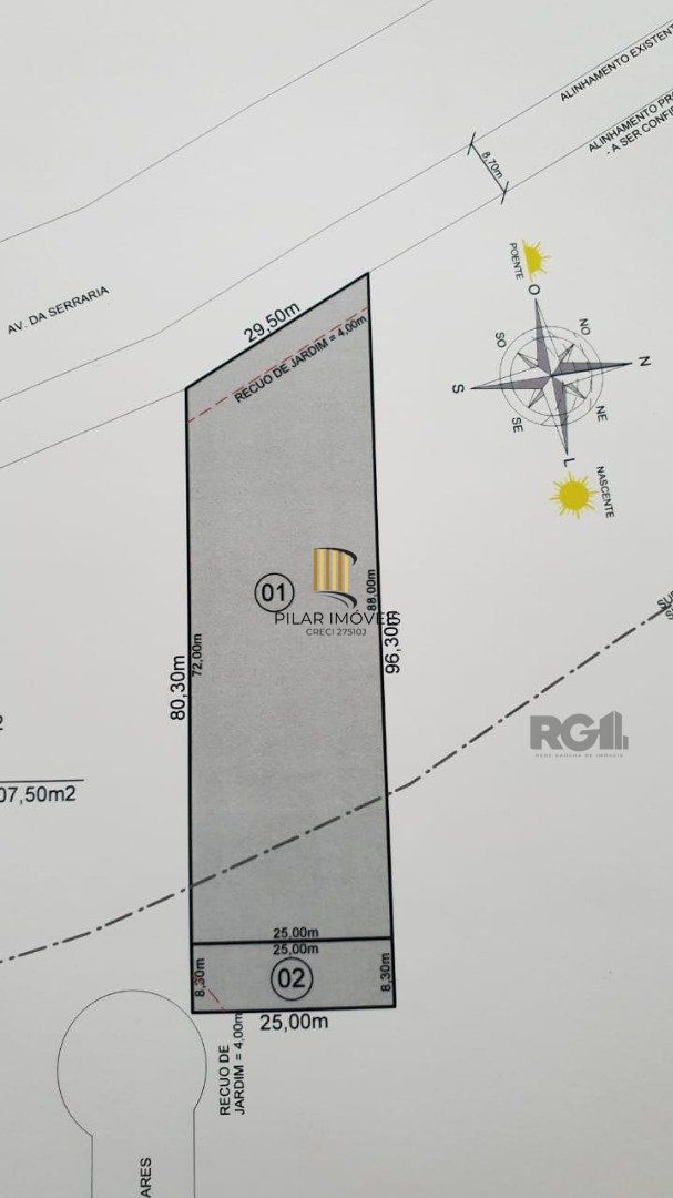 Terreno plano à venda na Avenida da Serraria, em Porto Alegre, com área total de 2200 m².