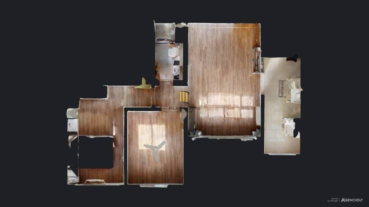Apartamento de 2 dormitórios, living, cozinha planejada, área de serviço, banheiro social e 1 vaga de garagem escriturada.