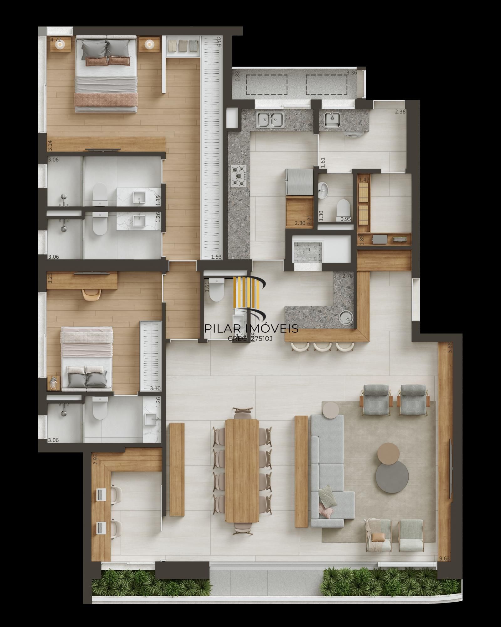 Apartamento 3 dormitórios no bairro Menino Deus