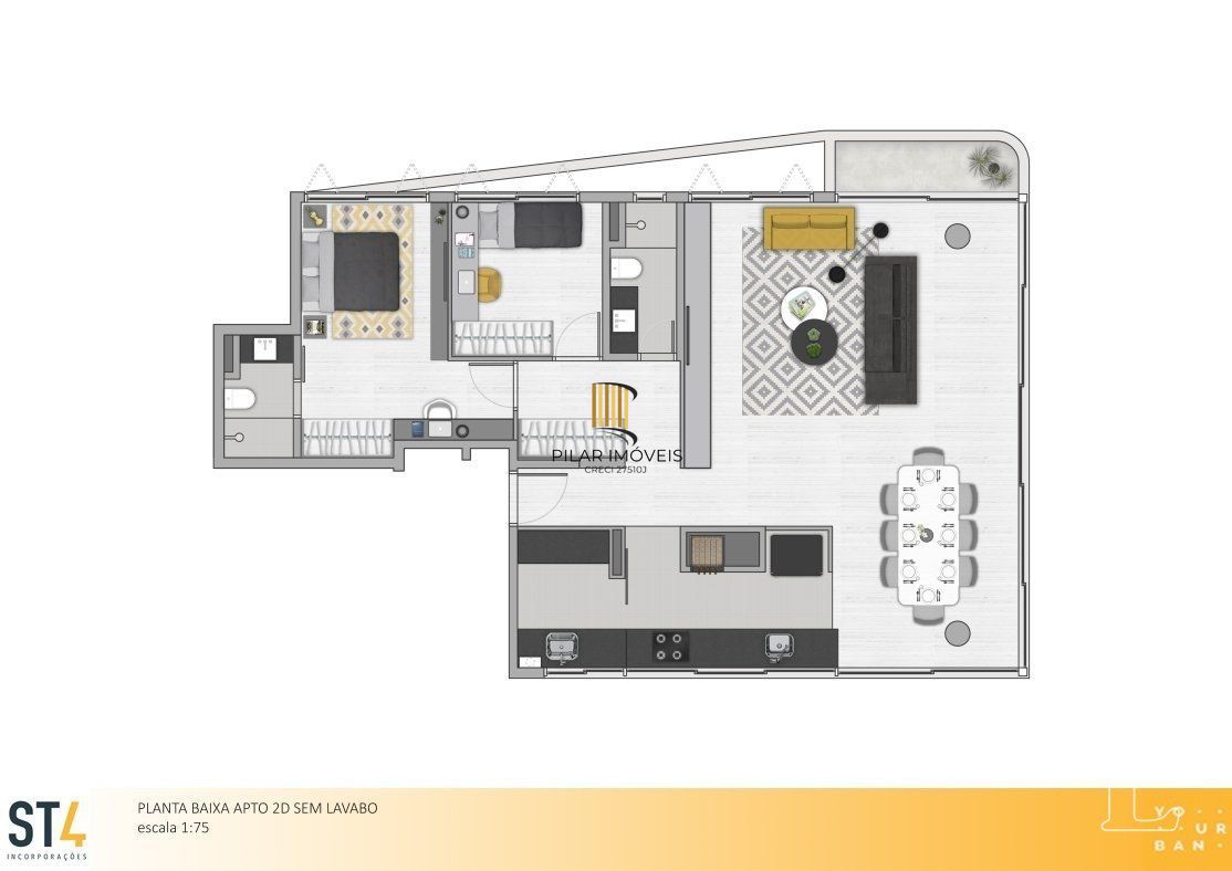 Apartamento para Venda - 110.77m², 3 dormitórios, 2 vagas - Menino Deus