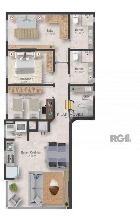 Apartamento 3 dormitórios no bairro Navegantes