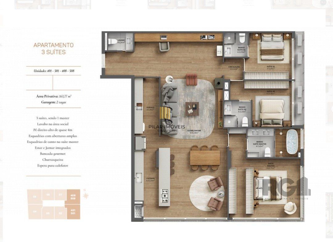 Apartamento 3 dormitórios no bairro Menino Deus