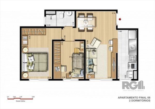 Apartamento 2 dormitórios no bairro Protásio Alves