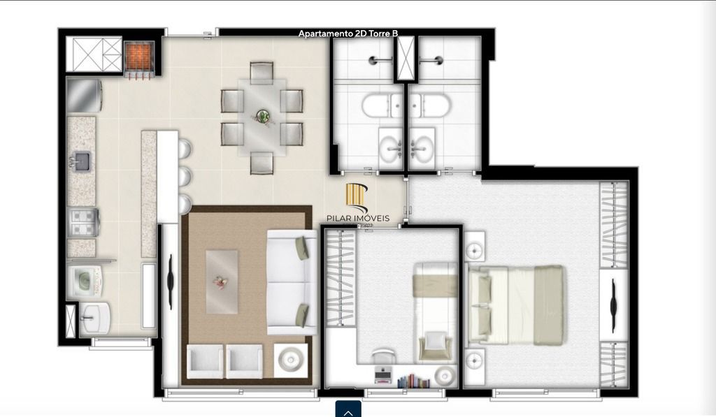 Apartamento 2 dormitórios no bairro Jardim Lindóia