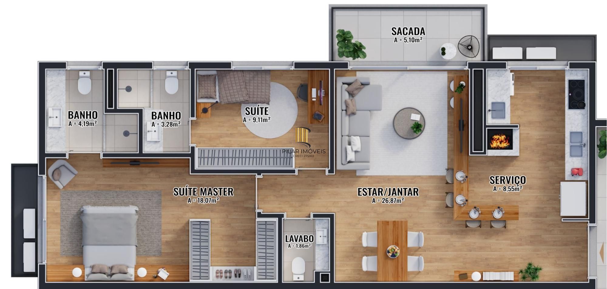 Apartamento na Planta com 2 Suítes e 2 Vagas na Tristeza, Porto Alegre