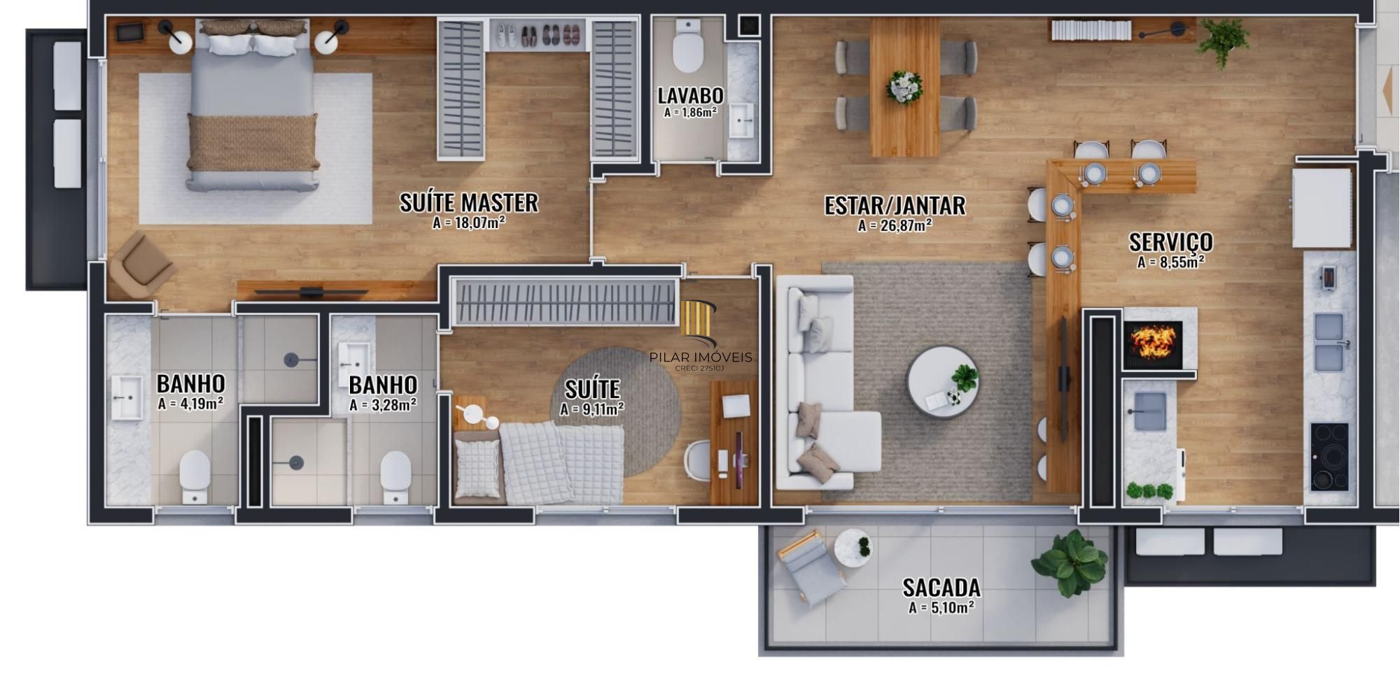 Apartamento na Planta com 2 Suítes e 2 Vagas na Tristeza, Porto Alegre