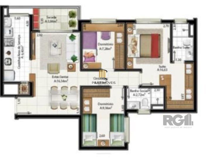 Apartamento 3 dormitórios no bairro Santa Maria Goretti