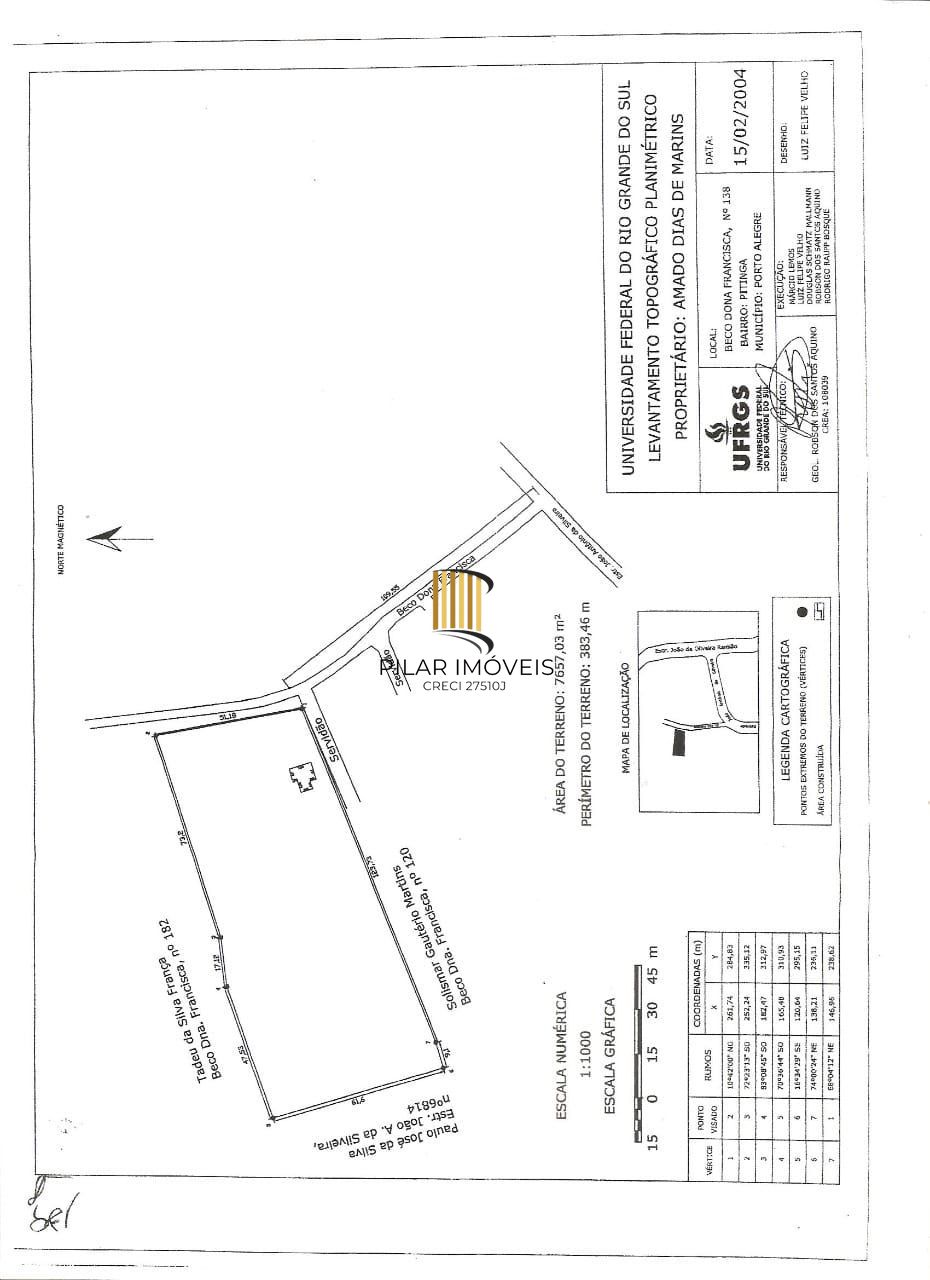 Terreno residencial com 7.657,03 m² no Bairro pitinga- Porto Alegre - Pilar Imóveis