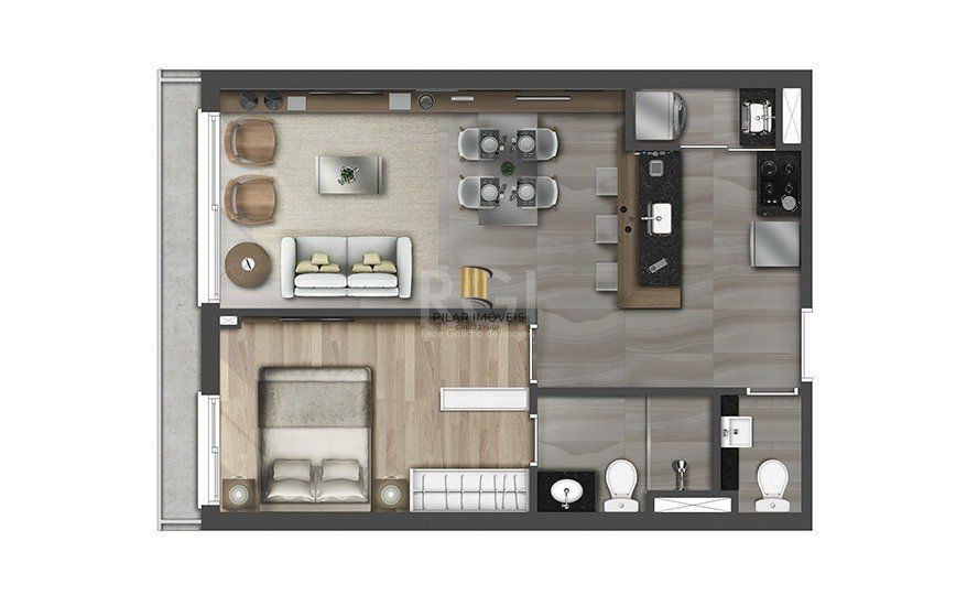 Apartamento 1 dormitório no bairro Glória