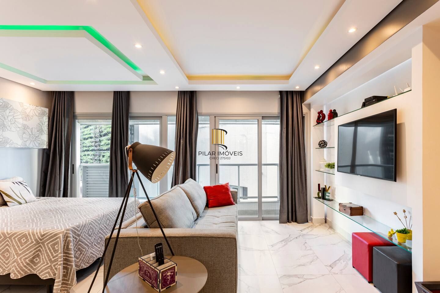 1 Dormitório Mobiliado no Trend Nova Carlos, com sacada, churrasqueira