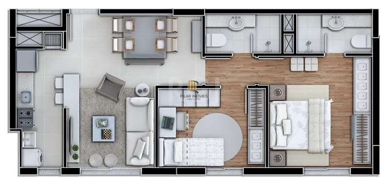 Vende apartamento semi mobiliado, 2 dormitórios, 60 m² Life Park - Marechal Rondon - Canoas/RS