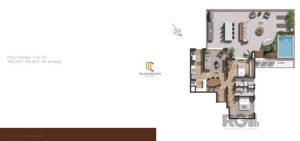 Apartamento Garden para comprar com 182m² no Residencial Ícaro!