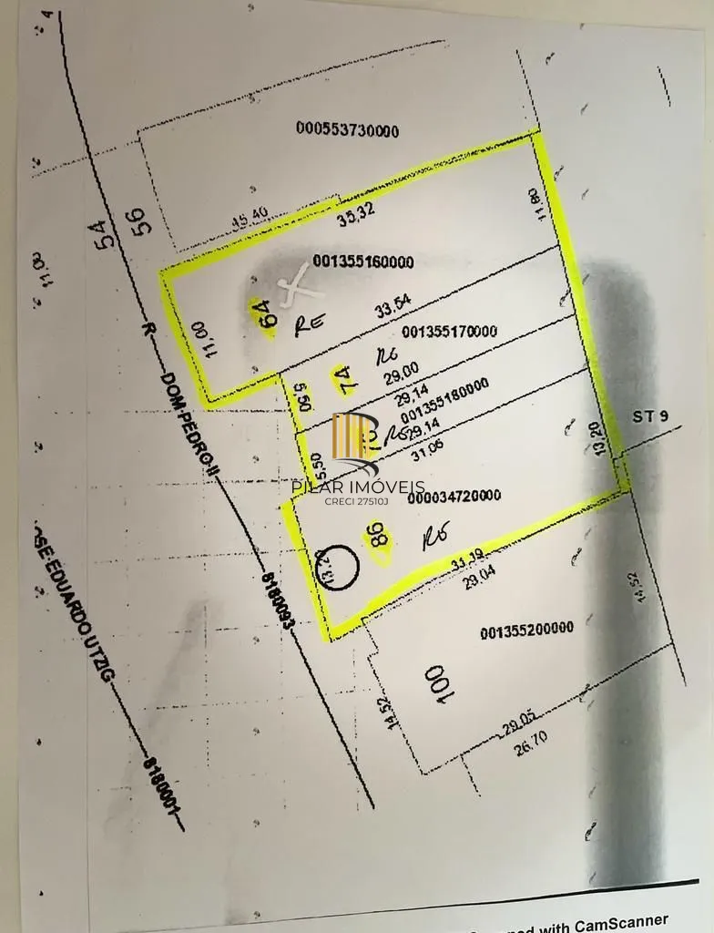 4 Terrenos residencial ou comercial, com tapume na frente, desinpedido sem muros intermediários total de 1.126,81 m²