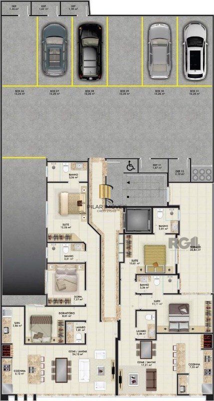 Apartamento 3 dormitórios no bairro Centro