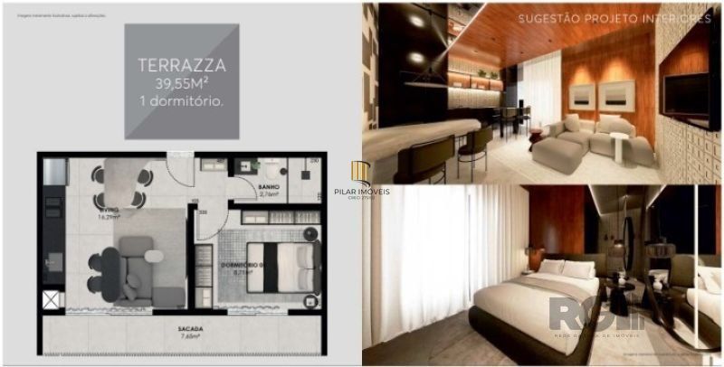 Apartamento 1 dormitório no bairro Centro